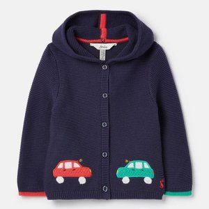 Joules Charmford Hooded Cardigan with embroidered artwork size 12/18 Months NWT